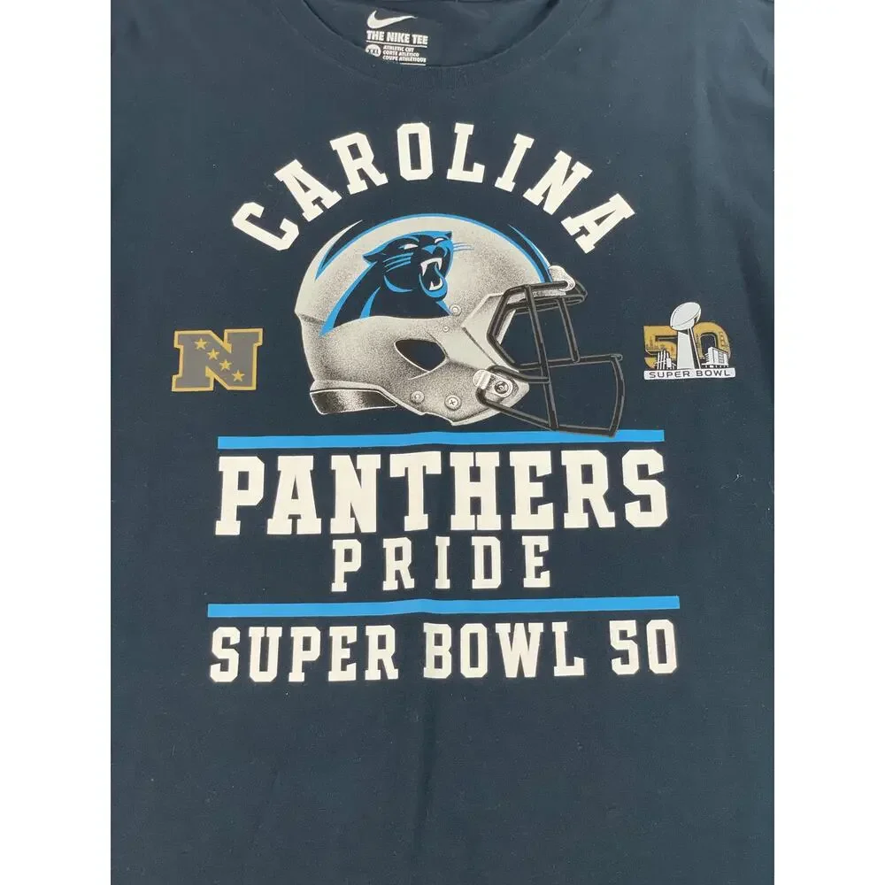 Nike Mens Black Carolina Panthers 100% Cotton Short Sleeve Tee XXL